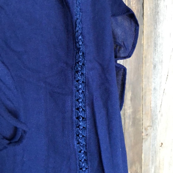 Lush Blue Ruffle Crochet Romper Small Medium Large - Picture 4 of 9